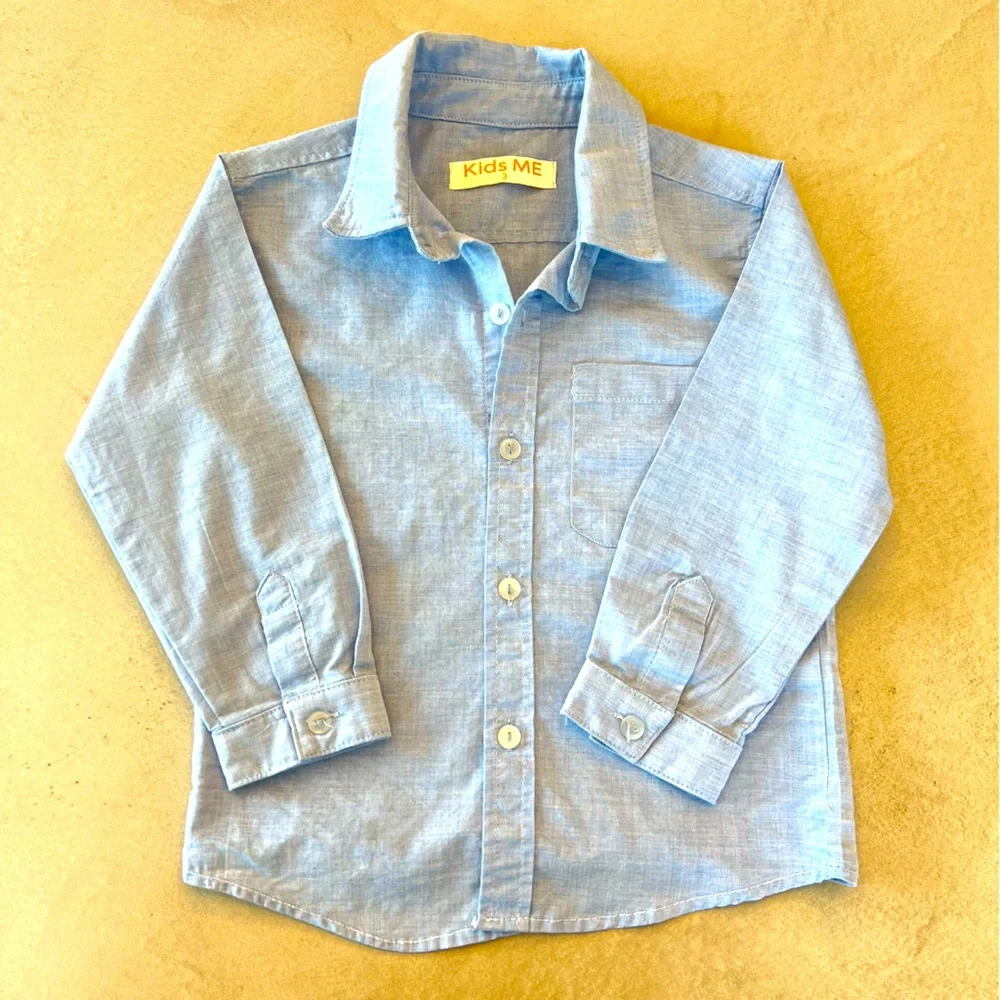 Light Blue Button-Down toddler‎ Kids Shirt 3T